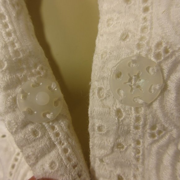 Vintage Y2K ALBERTO MAKALI Blazer Jacket Eyelet Made USA White Preppy Fairycore - Picture 8 of 16